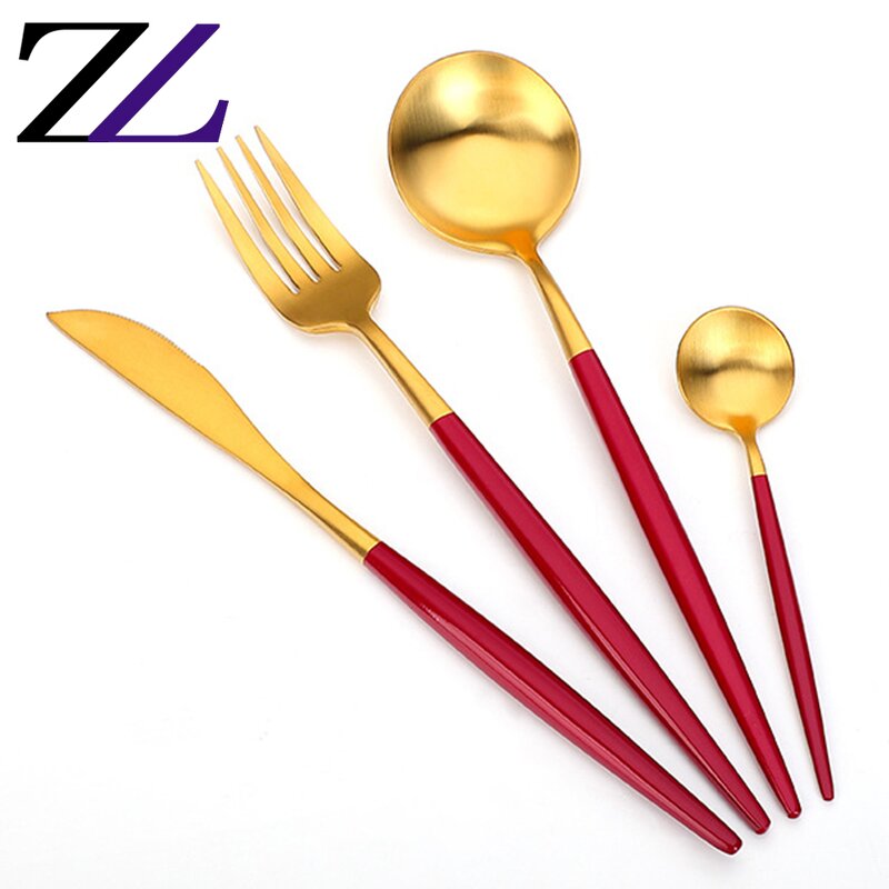 Flatware Set Manufacturer - Matte Antique Brass Blue Handle Cutlery