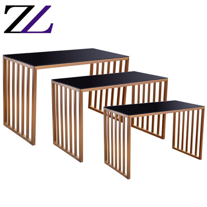 Buffet Display Table Manufacturer - Round Mirrored Glass Banquet Restaurant