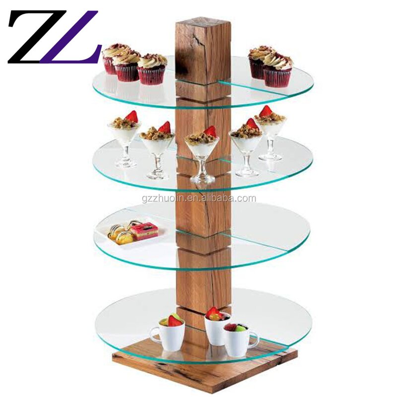 Cake Stand Supplier - 5 Layers Wood Black Vintage Metal Tabletop