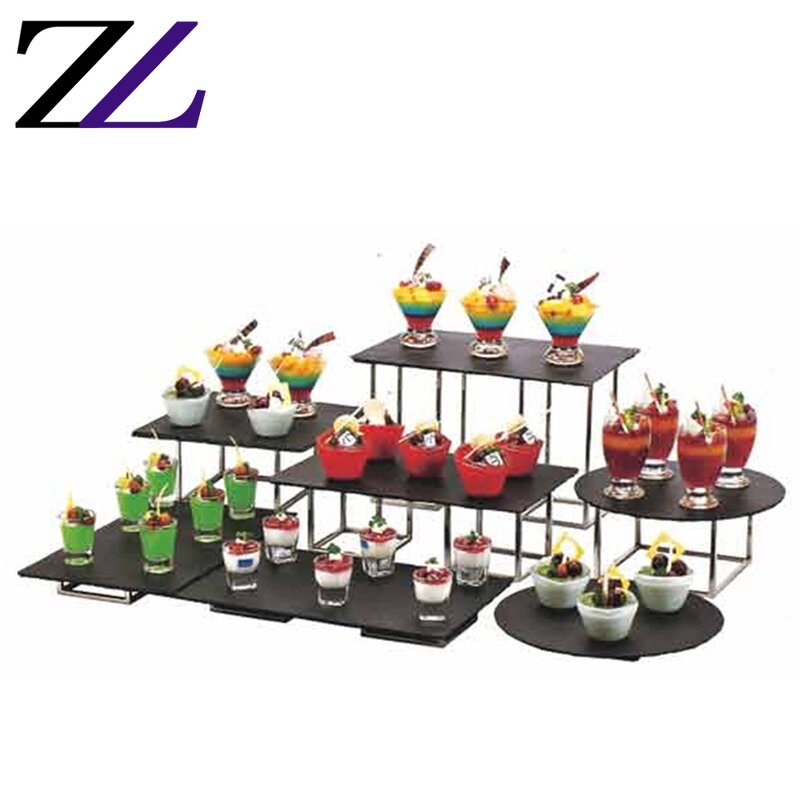 Cake Stand Factory - Black Square Oblong Gold Wedding Event