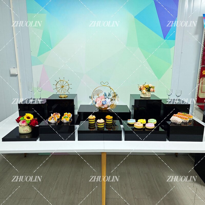 Acrylic Dessert Stand Manufacturer - White Buffet Riser Display Stand