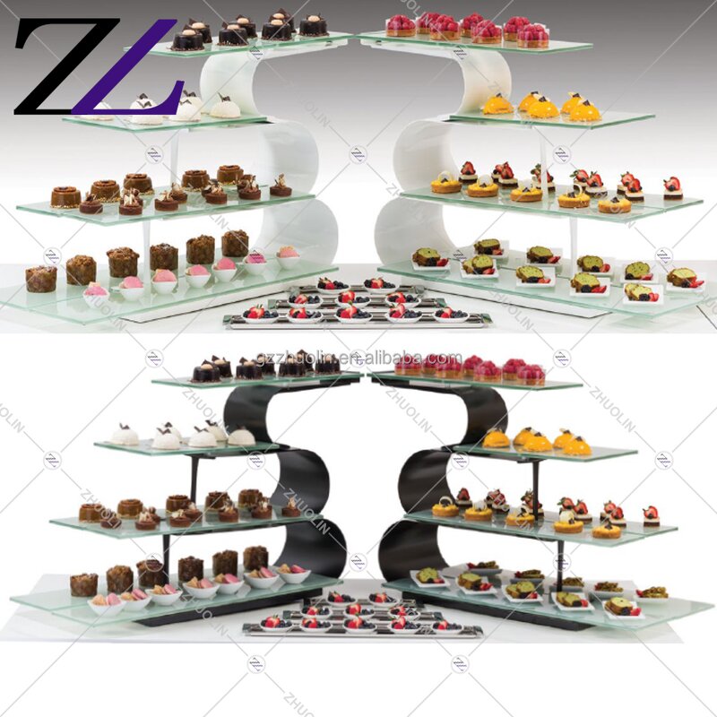 Food Stand Manufacturer - 4-Tier Rose Gold Copper Glass Platters