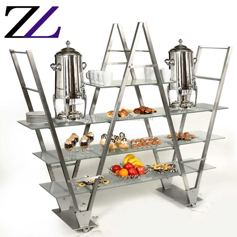 Buffet Display Stand Supplier - Wall Mounted Stainless Steel Mobile Cart