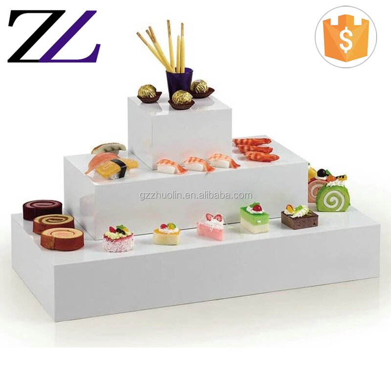 Acrylic Display Stand Factory - Mirror Cube Clear 3 Step Buffet Riser