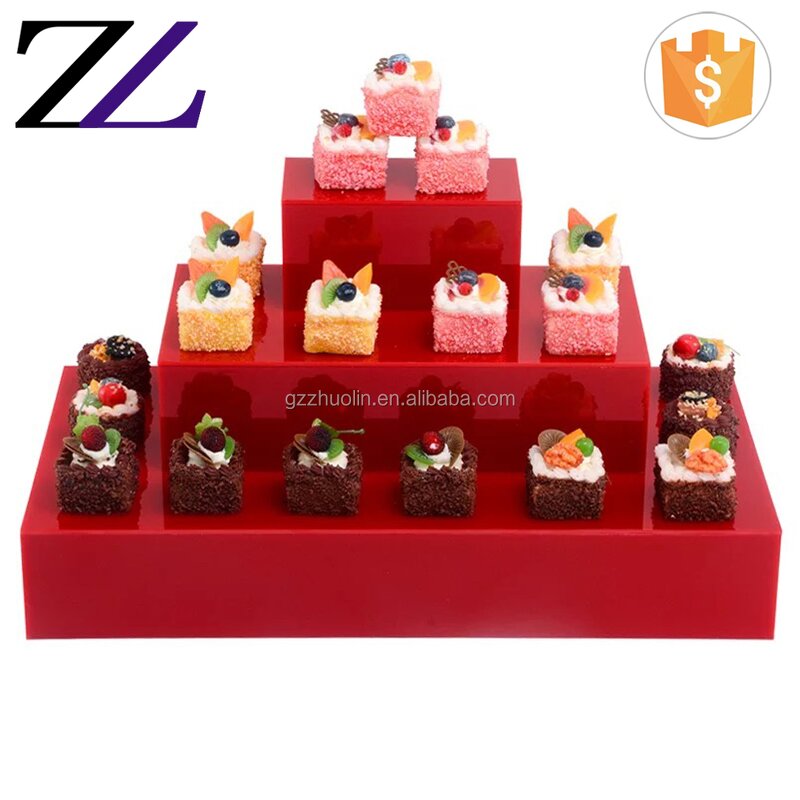 Acrylic Display Stand Factory - Mirror Cube Clear 3 Step Buffet Riser