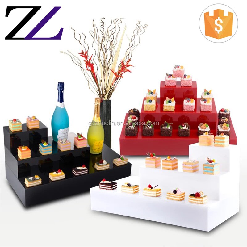 Acrylic Display Stand Factory - Mirror Cube Clear 3 Step Buffet Riser