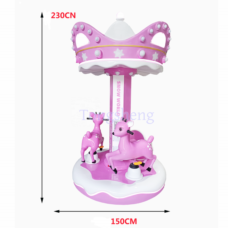 Kiddie Ride Manufacturer - 3 Players Mini Fiber Glass Carousel Ride