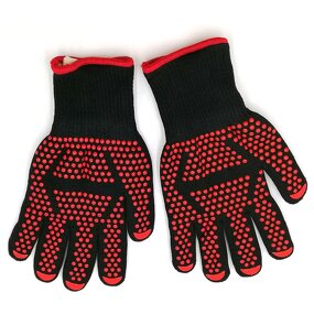 Aramid Oven Mitts Manufacturer - 932F Red Silicone BBQ Grill Gloves