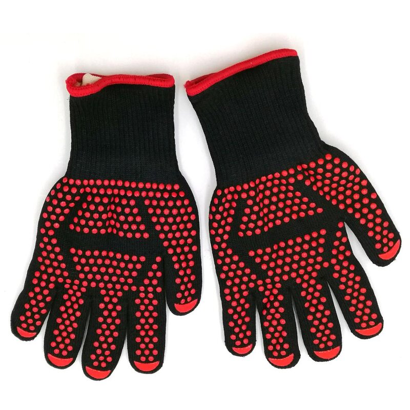 Aramid Oven Mitts Manufacturer - 932F Red Silicone BBQ Grill Gloves