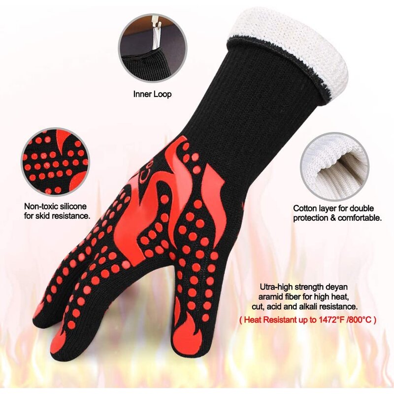 Aramid Fabric Gloves Manufacturer - Extra Long 1472F Silicone Heat Resistant