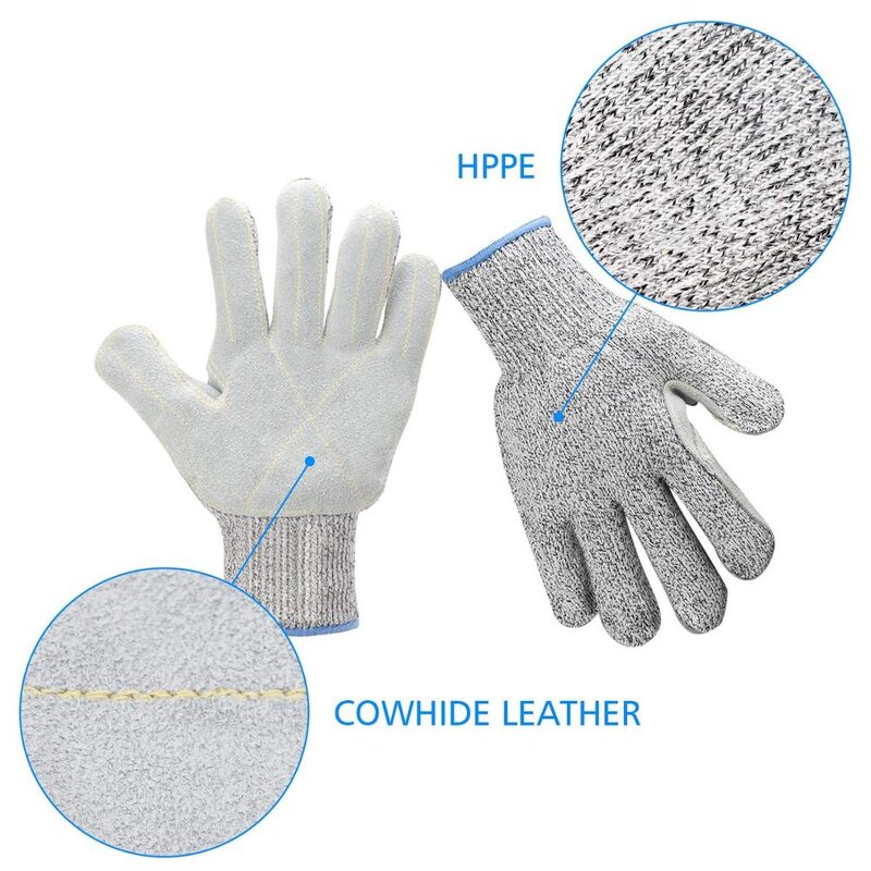 Anti-Cut Gloves Manufacturer - HPPE Lining with Cow Split Leather Palm
