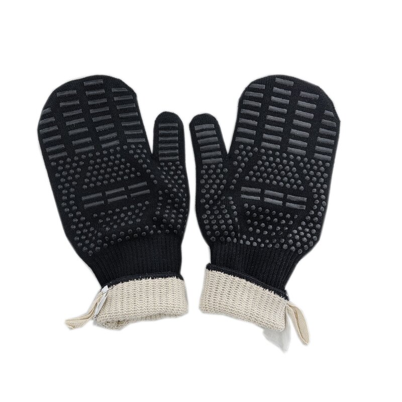 Oven Mitts Manufacturer - Black with Soft Quilted Cotton Lining Printed