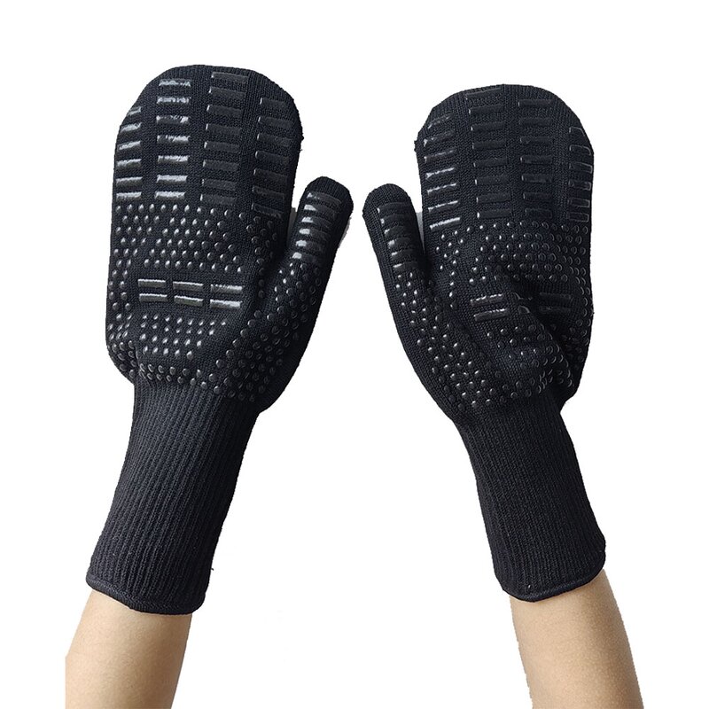 Oven Mitts Manufacturer - Black with Soft Quilted Cotton Lining Printed
