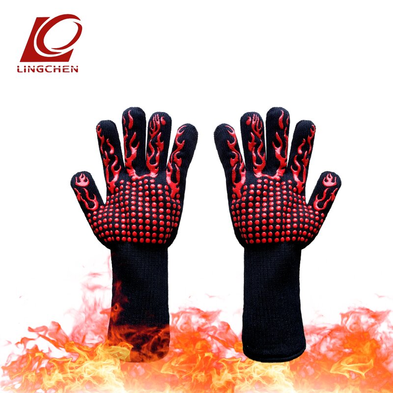 Heat Resistant Gloves Manufacturer - Aramid 1414 Red Black Silicone Custom