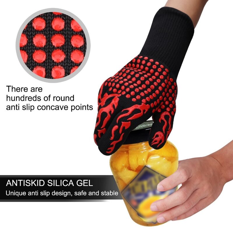 BBQ Gloves Manufacturer - Custom Logo Non slip Silicone Coated 932F
