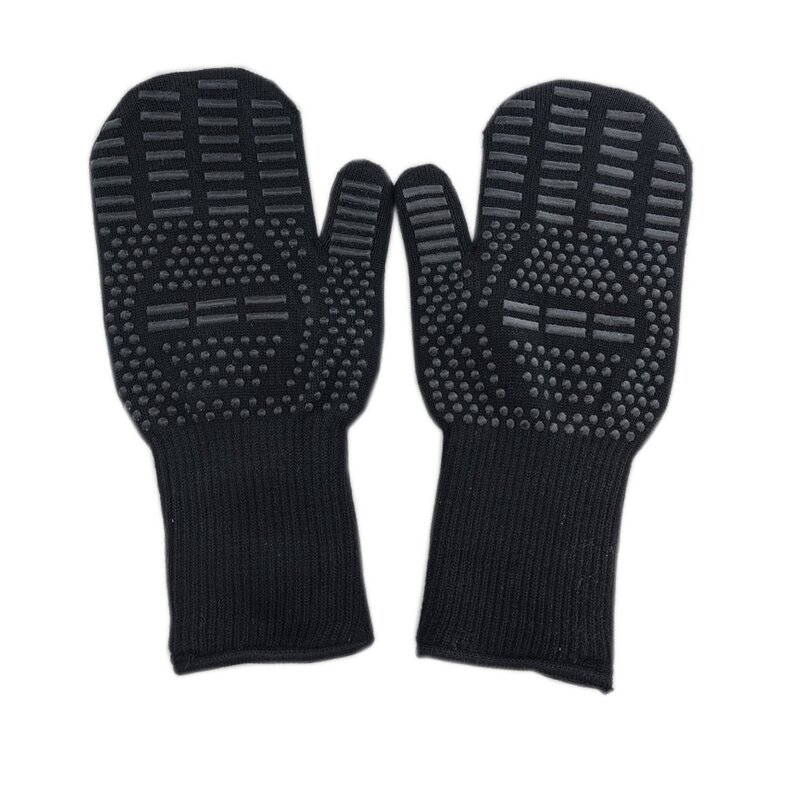 Oven Mitts Manufacturer - Black with Soft Quilted Cotton Lining Printed