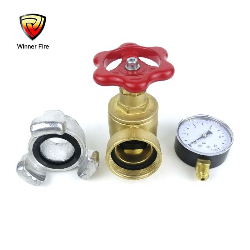 Fire Valve Manufacturer - DN45 Brass Barcelona with Pressure Gauge
