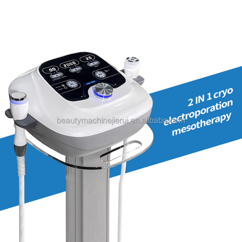 Portable 2 in 1 Rf Wrinkle Removal Device Electroporation Virtual Mesotherapy Heating Cooling Cystem Machine