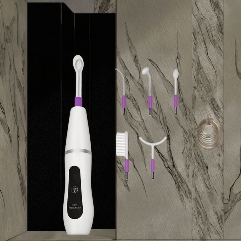 Portable High Frequency Anti-Aging Facial Wand Handheld ABS Beauty Machine LED Indicator for Skin Therapy Purple Wand