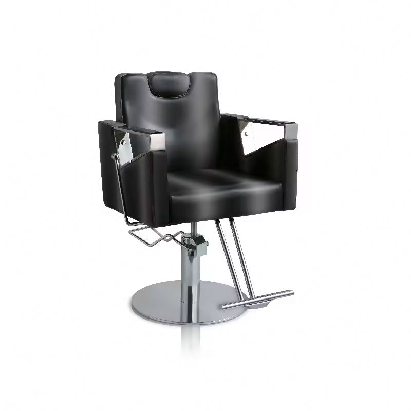 High Quality Black Metal Frame Salon Furniture Styling Hairdressing Chair ury Barber Shop Custom Chair