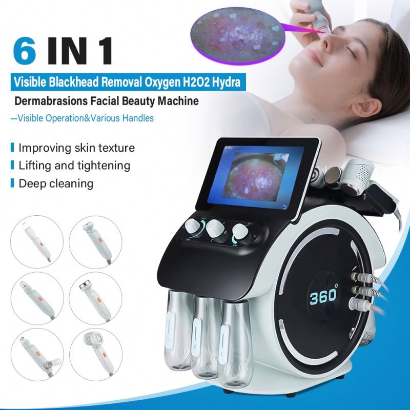 New 6-in-1 Visual Blackhead Removal Dermabrasion Facial Machine with Oxygen Cleansing
