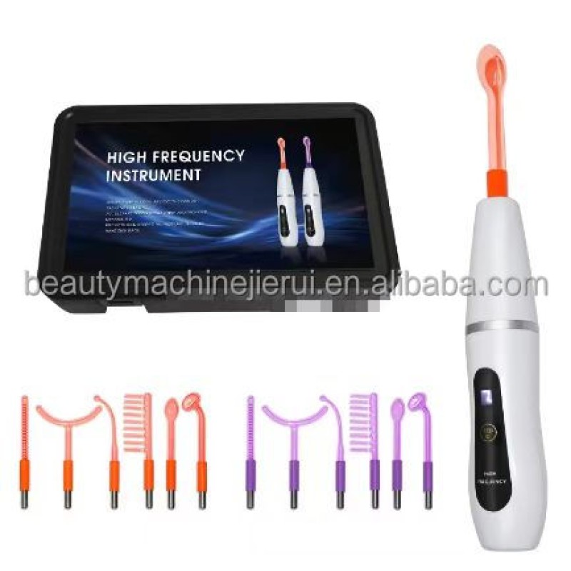 Handheld Portable 6 In1 High Frequency Facial Wand Machine Skin Tightening Wrinkles Remover Skin Therapy Neon & Argon Wand