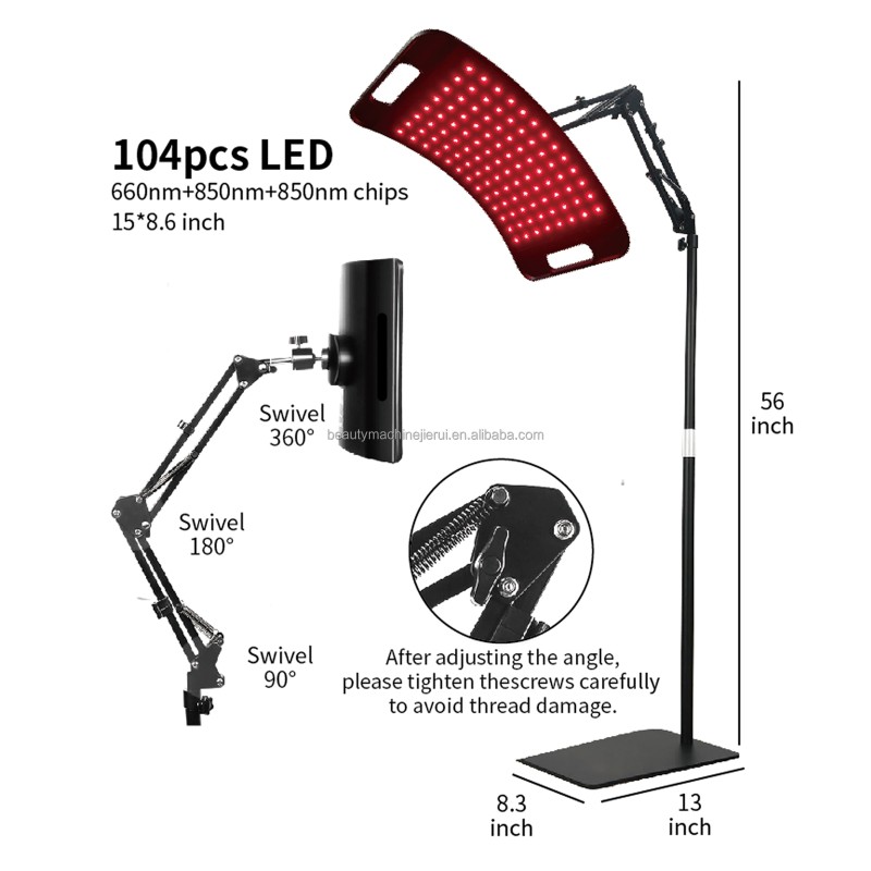Red Led Light Therapy Panel with Stand 660nm 850nm Led Light Therapy Device for Whole Body  LED Red Light Therapy Lamp