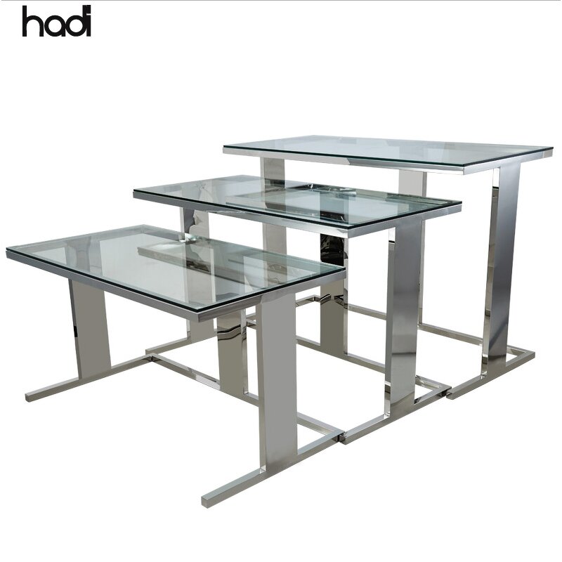 Banquet Buffet Table Manufacturer - Rectangle Tempered Glass Dark Brown