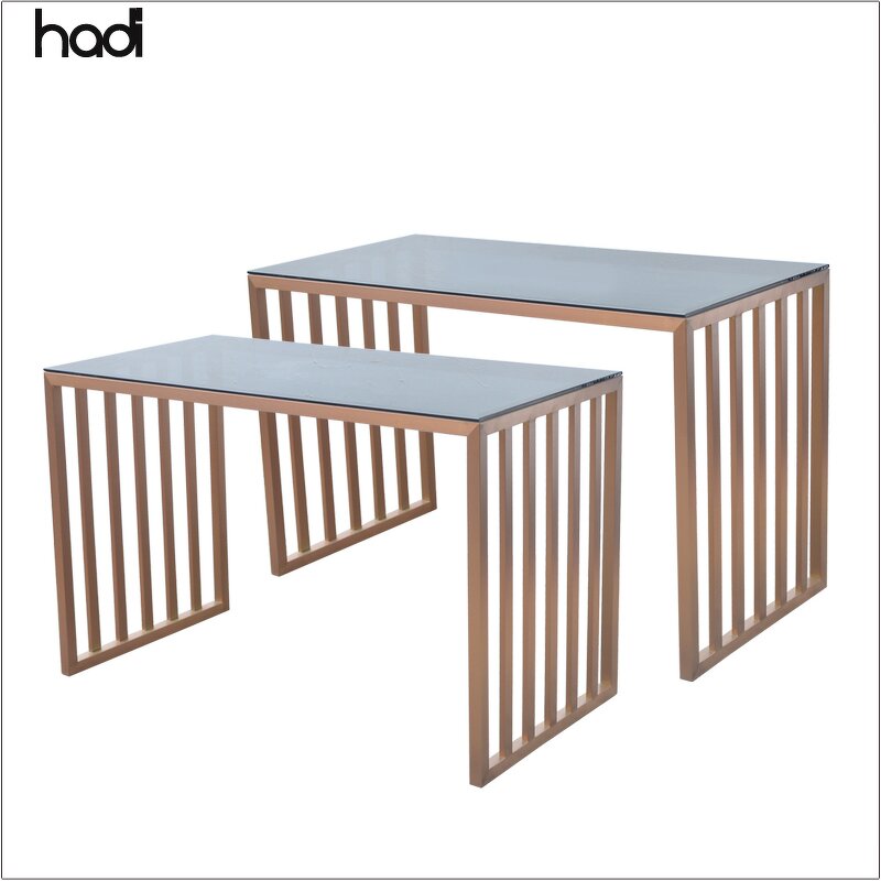 Banquet Buffet Table Manufacturer - Rectangle Tempered Glass Dark Brown