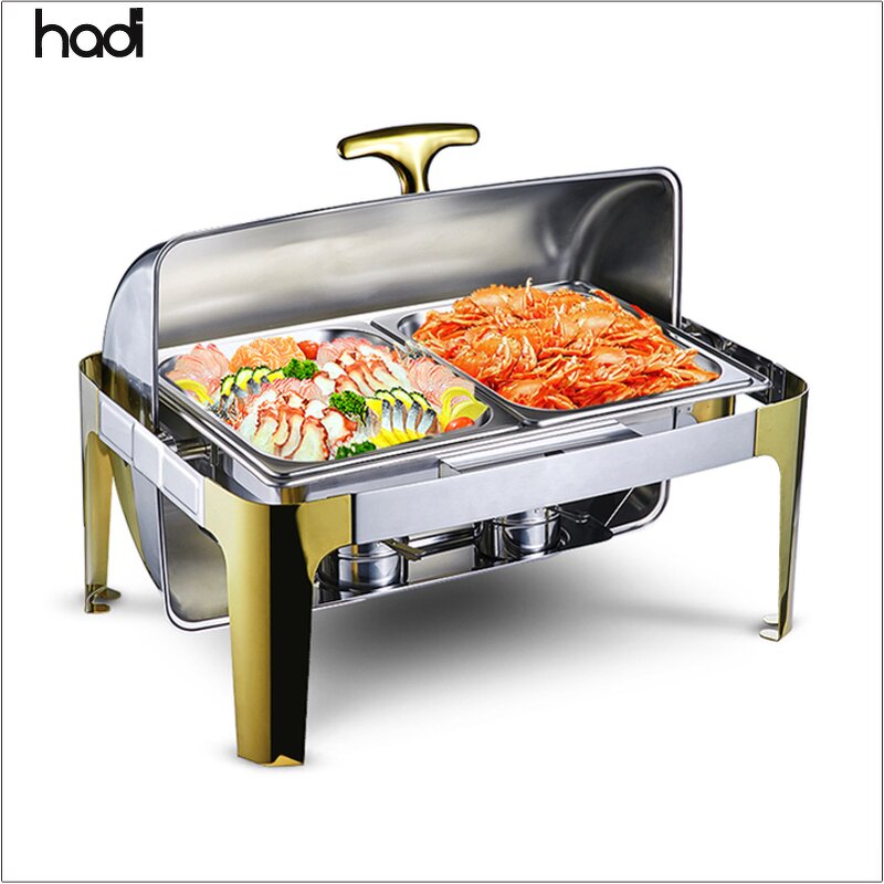 Chafing Dish Manufacturer - Commercial Luxury Oblong Full Gold Electric