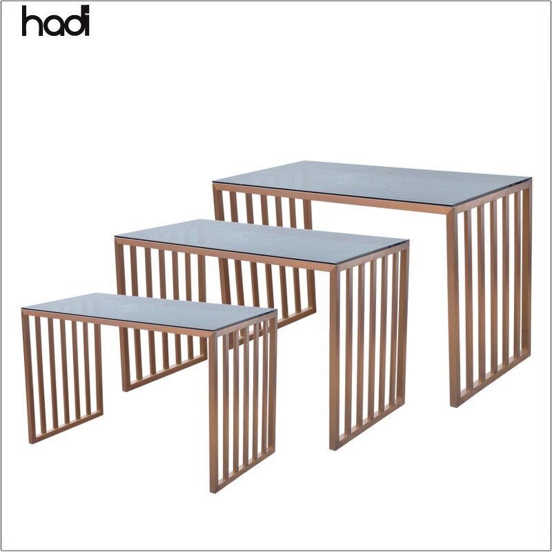 Buffet Table Manufacturer - Wedding Rectangular Black Tempered Glass Top