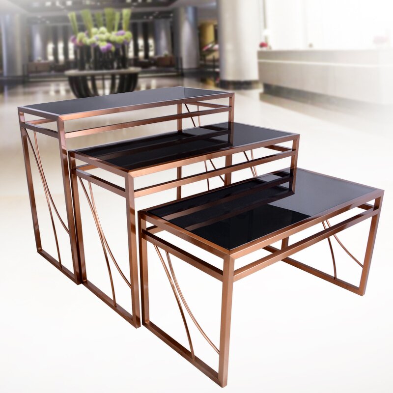 Buffet Table Manufacturer - HADI Rectangular Mirrored Tempered Glass
