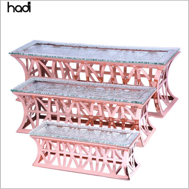 Buffet Riser Manufacturer - Modern Glass Top Elevation Display Stand
