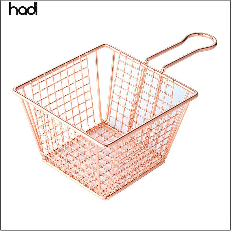 French Fries Basket Manufacturer - Portable Rattan Rose Gold Mini Strainer