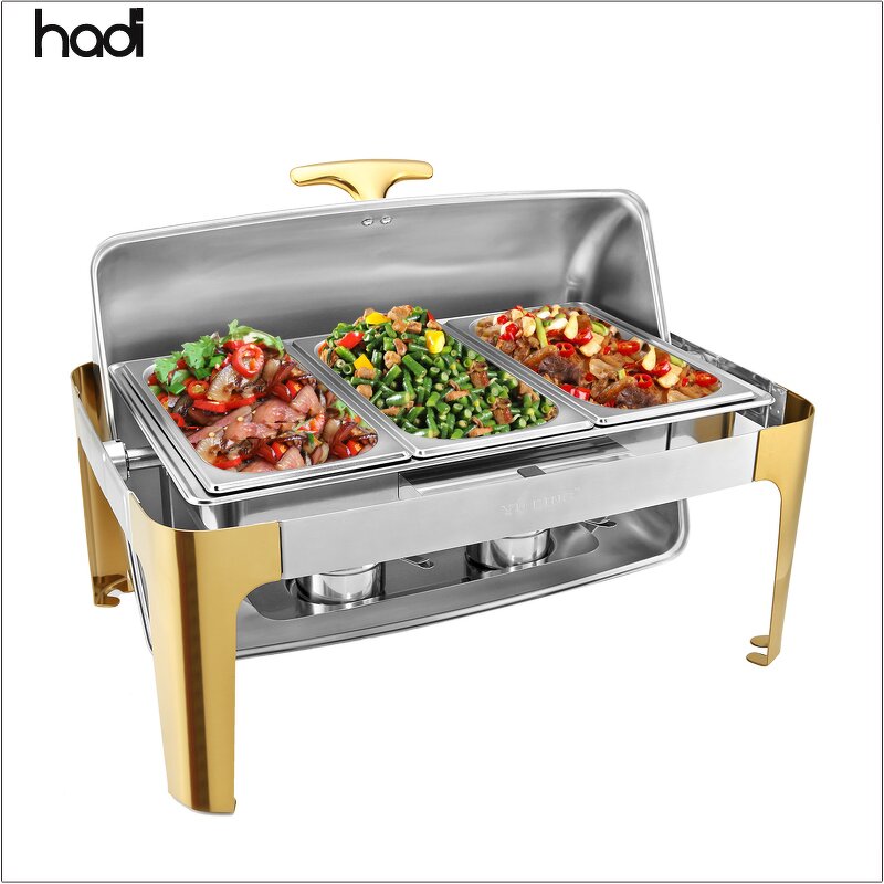 Chafing Dish Manufacturer - Gold 9L Rectangular Stainless Steel Chafer