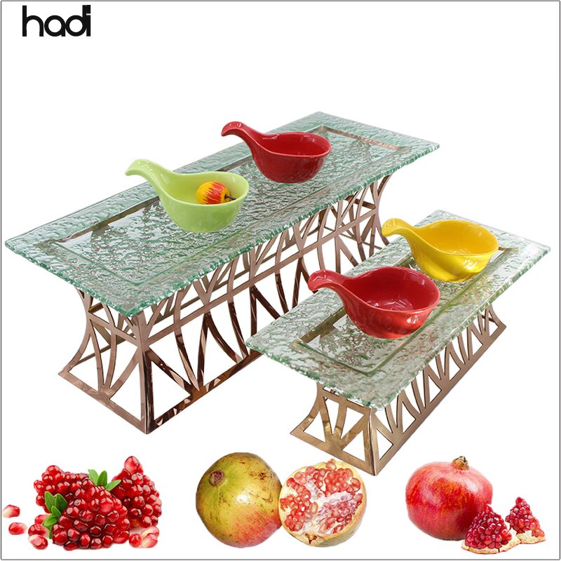Buffet Riser Manufacturer - Modern Glass Top Elevation Display Stand