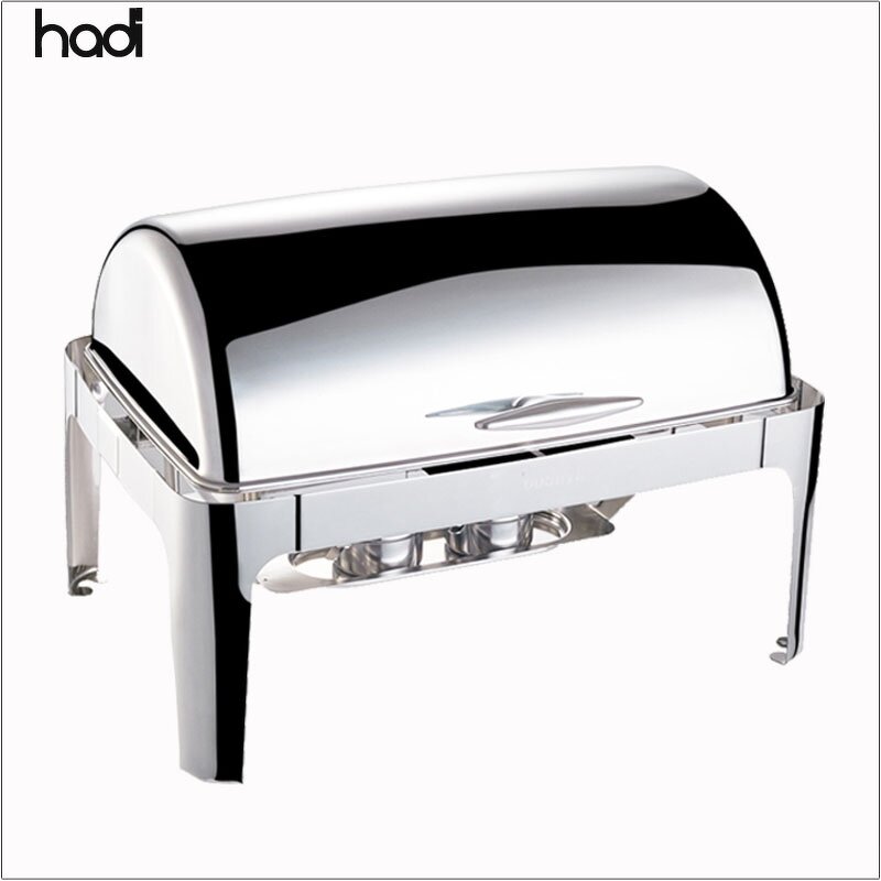 Chafing Dish Manufacturer - Roll Top Rectangle Stainless Gold Set