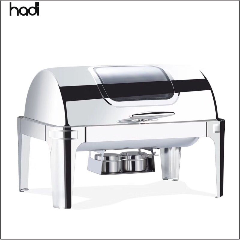 Chafing Dish Manufacturer - Roll Top Rectangle Stainless Gold Set