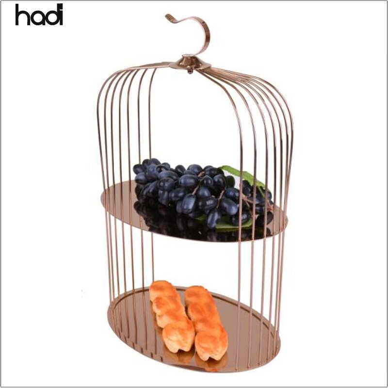 Cake Stand Manufacturer - Rose Gold 3-Tier Birdcage Elegant Stand