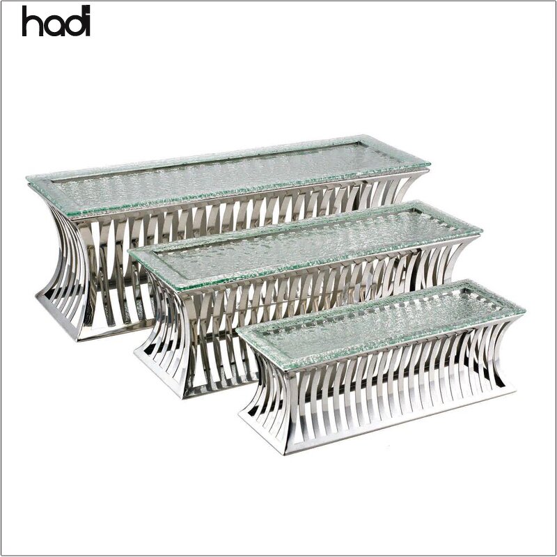 Buffet Riser Manufacturer - Modern Glass Top Elevation Display Stand