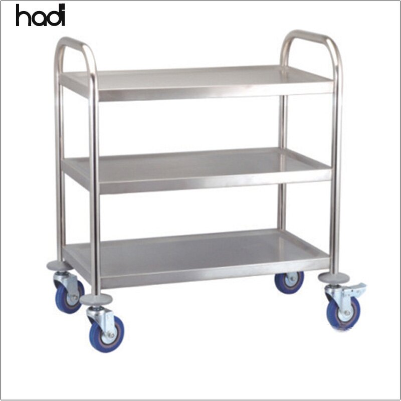 Serving Trolley Manufacturer - Foldable Stainless Steel 3 Tier Trolley