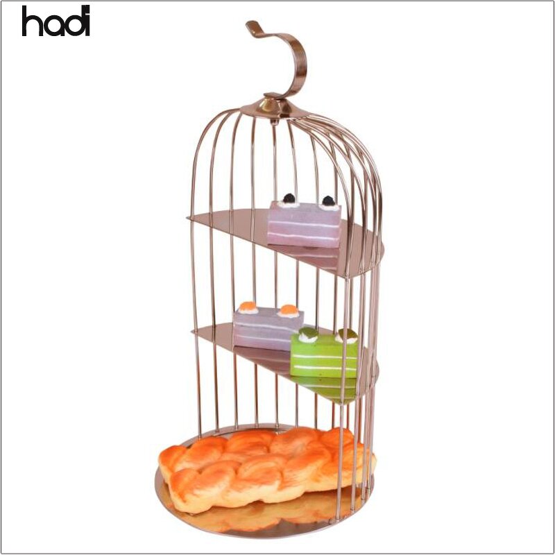 Cake Stand Manufacturer - Rose Gold 3-Tier Birdcage Elegant Stand