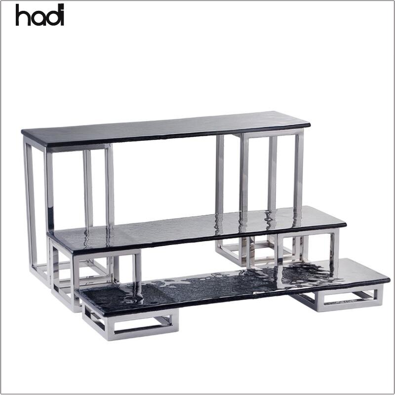 Buffet Stand Manufacturer - Glass Elevation 3 Tier High Tea Stand