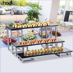 Buffet Stand Manufacturer - Glass Elevation 3 Tier High Tea Stand