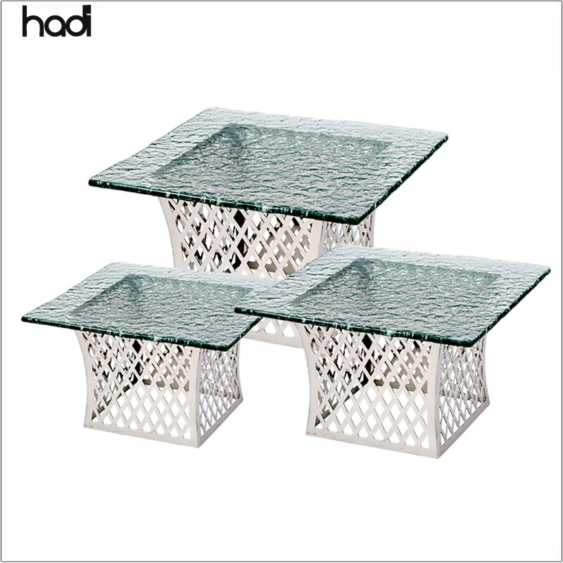 Display Rack Manufacturer - Antique square Acrylic Dessert Stand with Light