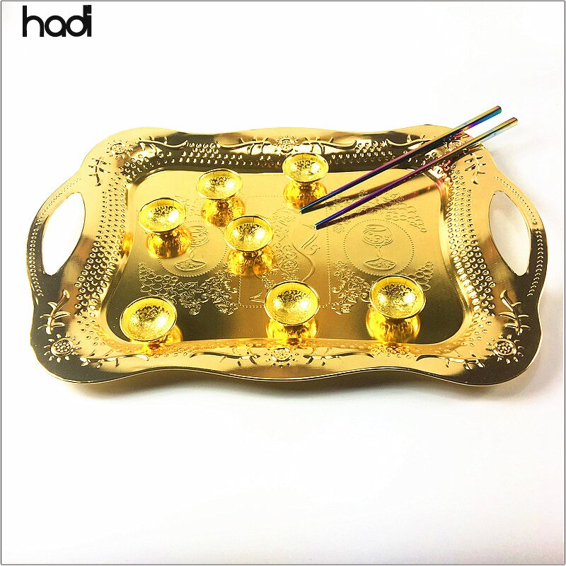 Serving Tray Manufacturer - Arabic Copper Brass Rose Gold Luxury Tray