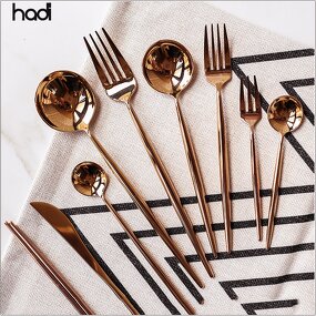 Cutlery Set Manufacturer - Luxury Rose Gold Buffet Cake Knife Spoon Set