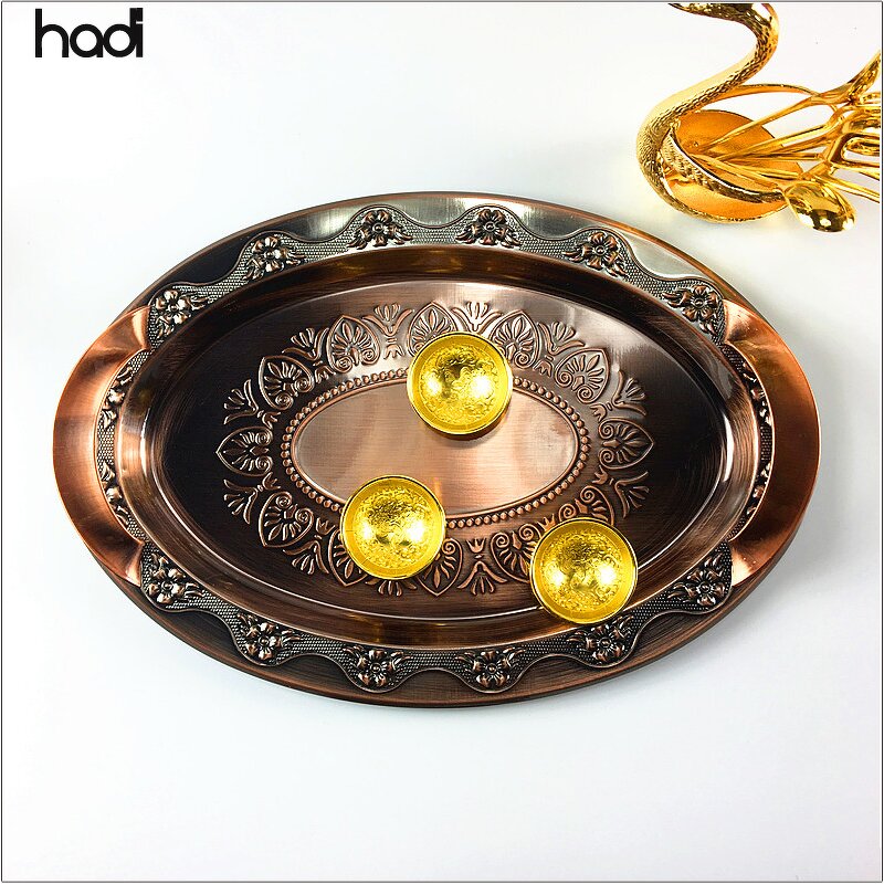 Serving Tray Manufacturer - Arabic Copper Brass Rose Gold Luxury Tray