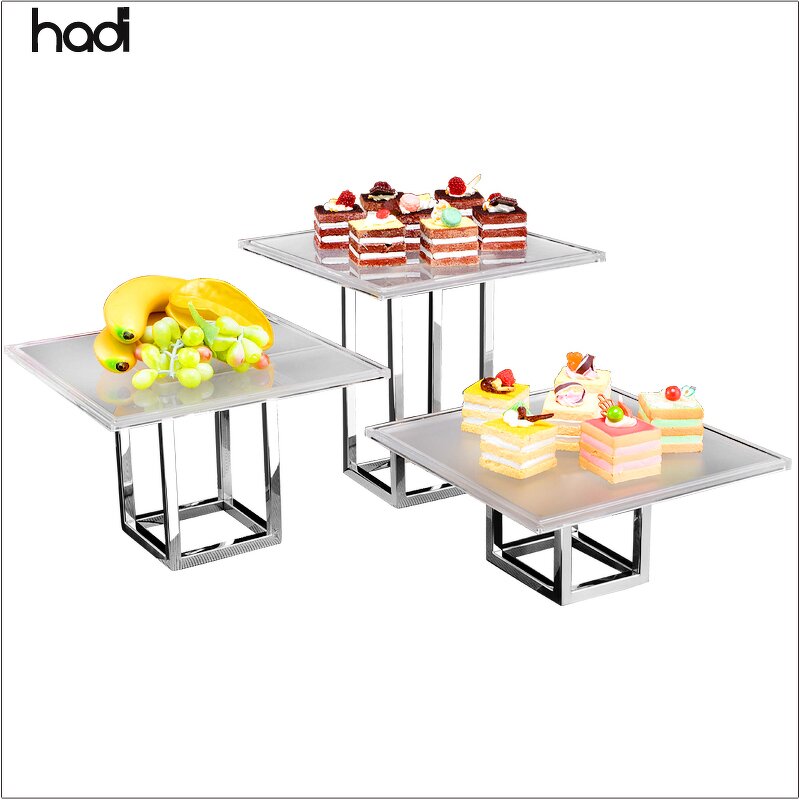 Display Rack Manufacturer - Antique square Acrylic Dessert Stand with Light