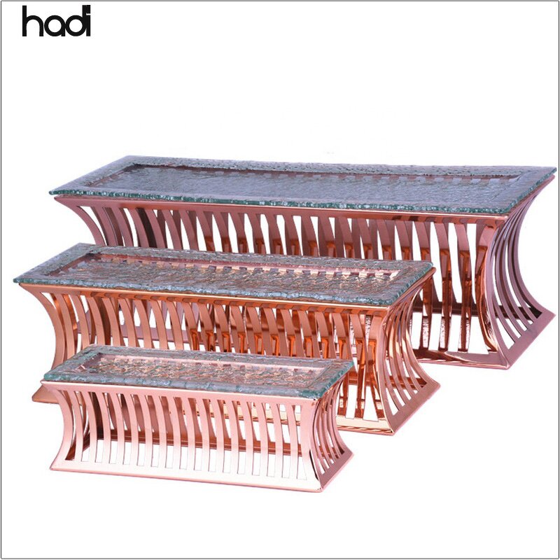 Buffet Riser Manufacturer - Modern Glass Top Elevation Display Stand